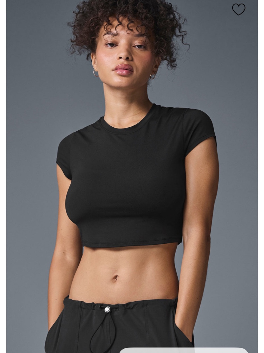 Alo yoga alosoft finese medium Classic Black Crewneck Crop Top - Women